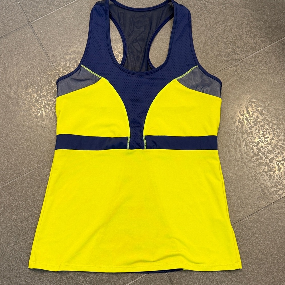 Lucky in Love Neon Yellow and Navy Tank